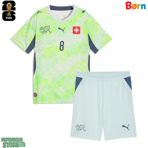 Schweiz Remo Freuler #8 Replika Babytøj Udebanesæt Børn VM 2026 Kortærmet (+ Korte bukser)